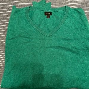Emerald Green JCrew neck sweater. Super soft cotton. Size XL